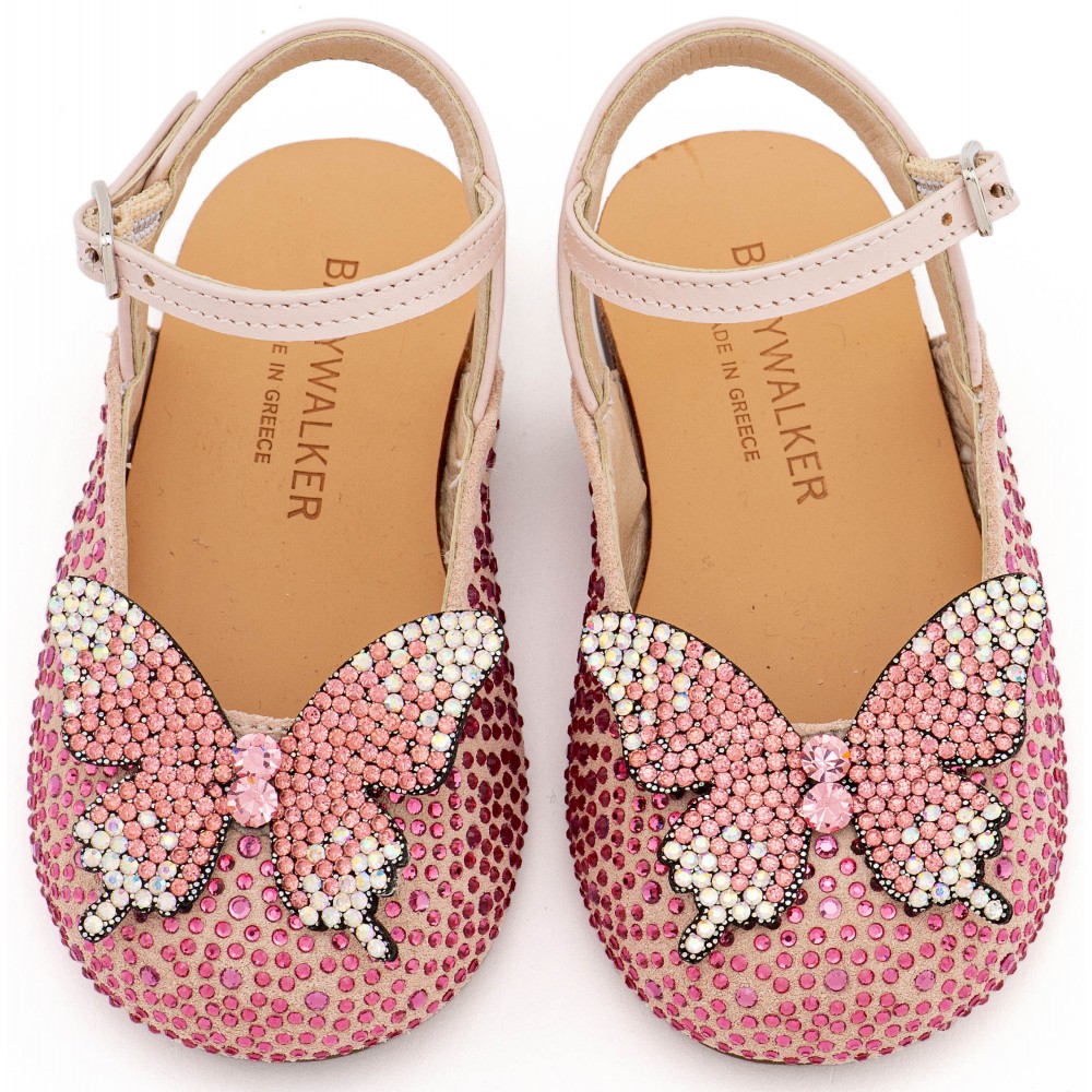 EXC5857 Ροζ Σαμπό Διακοσμημένο Ολόγυρα με Στρας και Πεταλούδα 