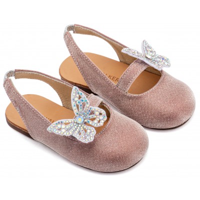 EXC5881 Ροζ Γαλλικό Σαμπό Διακοσμημένο με Στρασένια Πεταλούδα στο Πλάι 