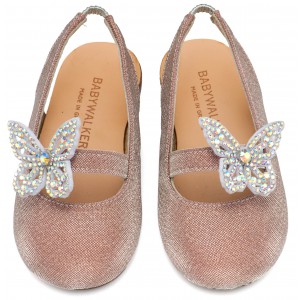 EXC5881 Ροζ Γαλλικό Σαμπό Διακοσμημένο με Στρασένια Πεταλούδα στο Πλάι 