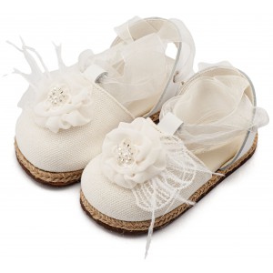 EXC5905 Λευκό Εσπαντρίγια με Χειροποίητο Διακοσμητικό με Πούπουλα 