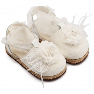 EXC5905 Λευκό Εσπαντρίγια με Χειροποίητο Διακοσμητικό με Πούπουλα 