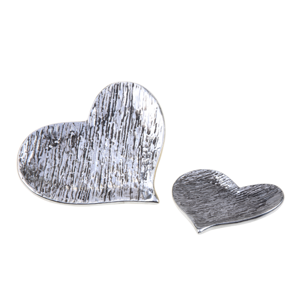 Μπομπονιέρα Κεραμικό Πιατάκι Καρδιά Ασημί