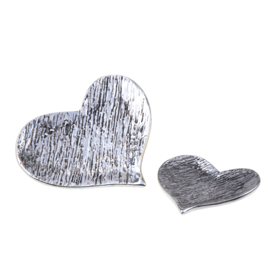 Μπομπονιέρα Κεραμικό Πιατάκι Καρδιά Ασημί