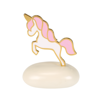 Μπομπονιέρα Μονόκερος Μεταλλικός σε Κεραμικό Βότσαλο