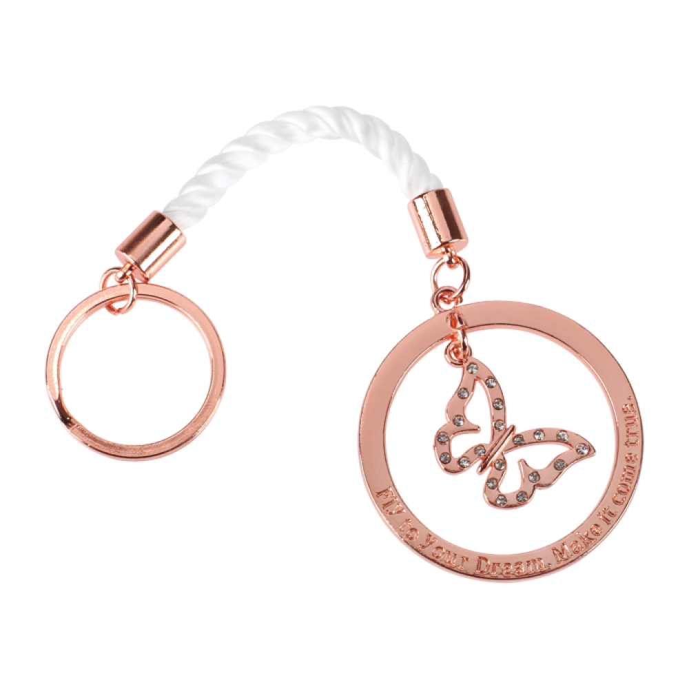 Μπομπονιέρα Μπρελόκ Πεταλούδα Ροζ Χρυσό