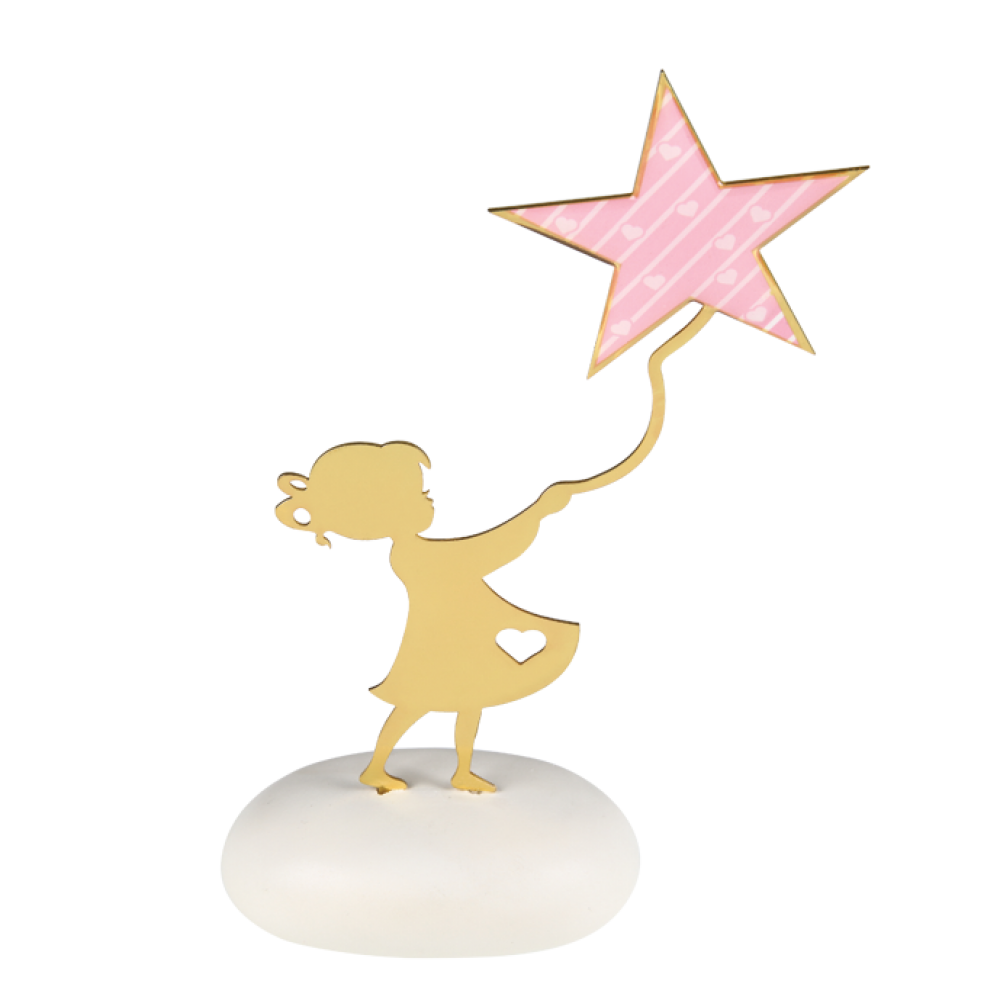 Μπομπονιέρα Κορίτσι με Αστέρι σε Κεραμικό Βότσαλο