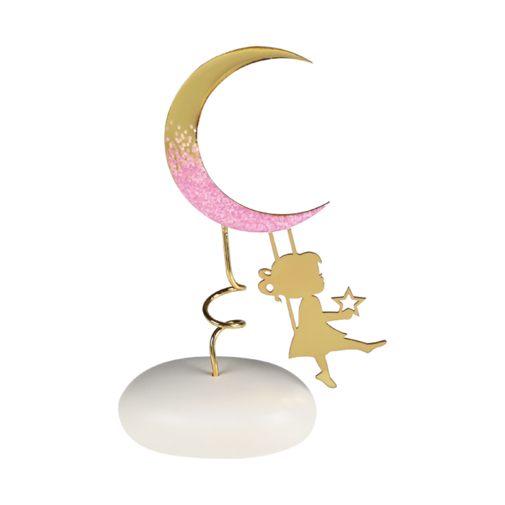 Μπομπονιέρα Κορίτσι με Φεγγάρι σε Κεραμικό Βότσαλο