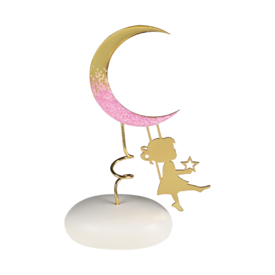 Μπομπονιέρα Κορίτσι με Φεγγάρι σε Κεραμικό Βότσαλο