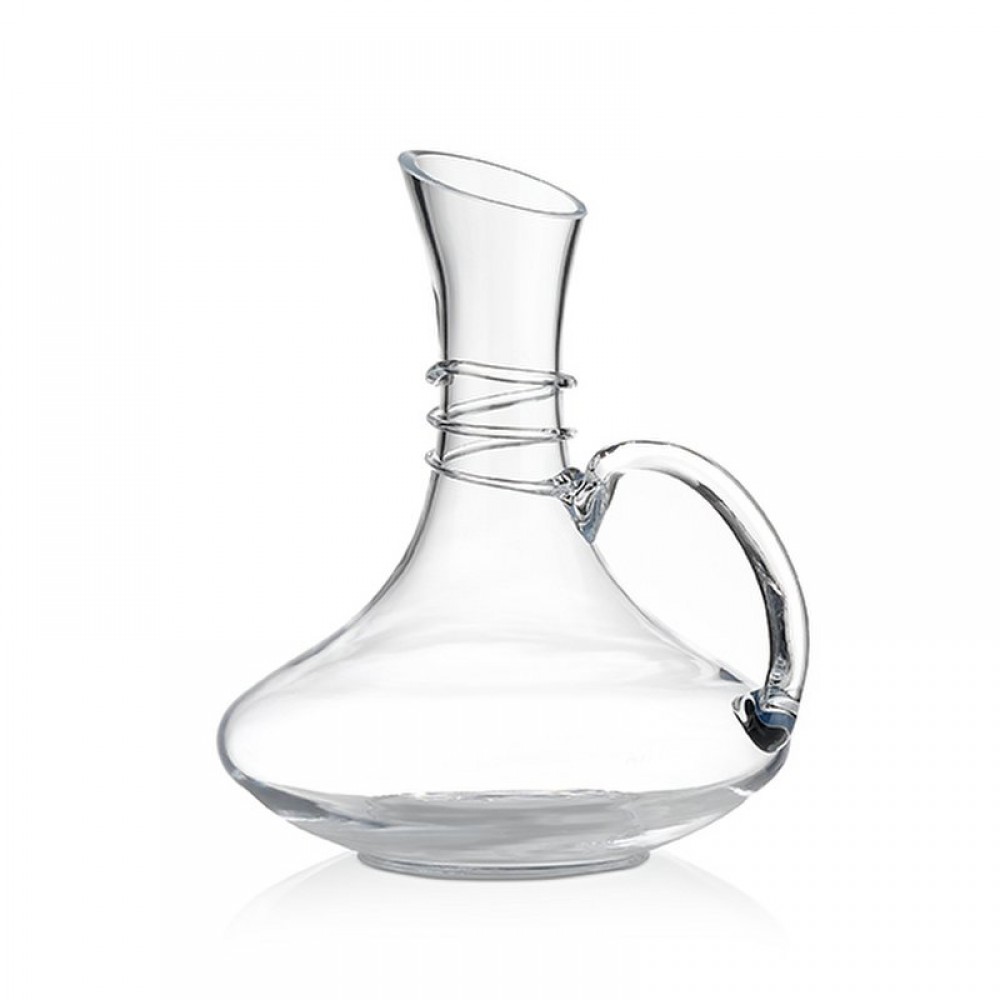 ΓΥΑΛΙΝΗ ΚΑΡΑΦΑ ΣΤΡΟΓΓΥΛΗ ΜΕ ΧΕΡΟΥΛΙ ΚΑΙ ΔΑΧΤΥΛΙΔΙΑ ΣΤΟ ΛΑΙΜΟ 1500ml 20X24CM 