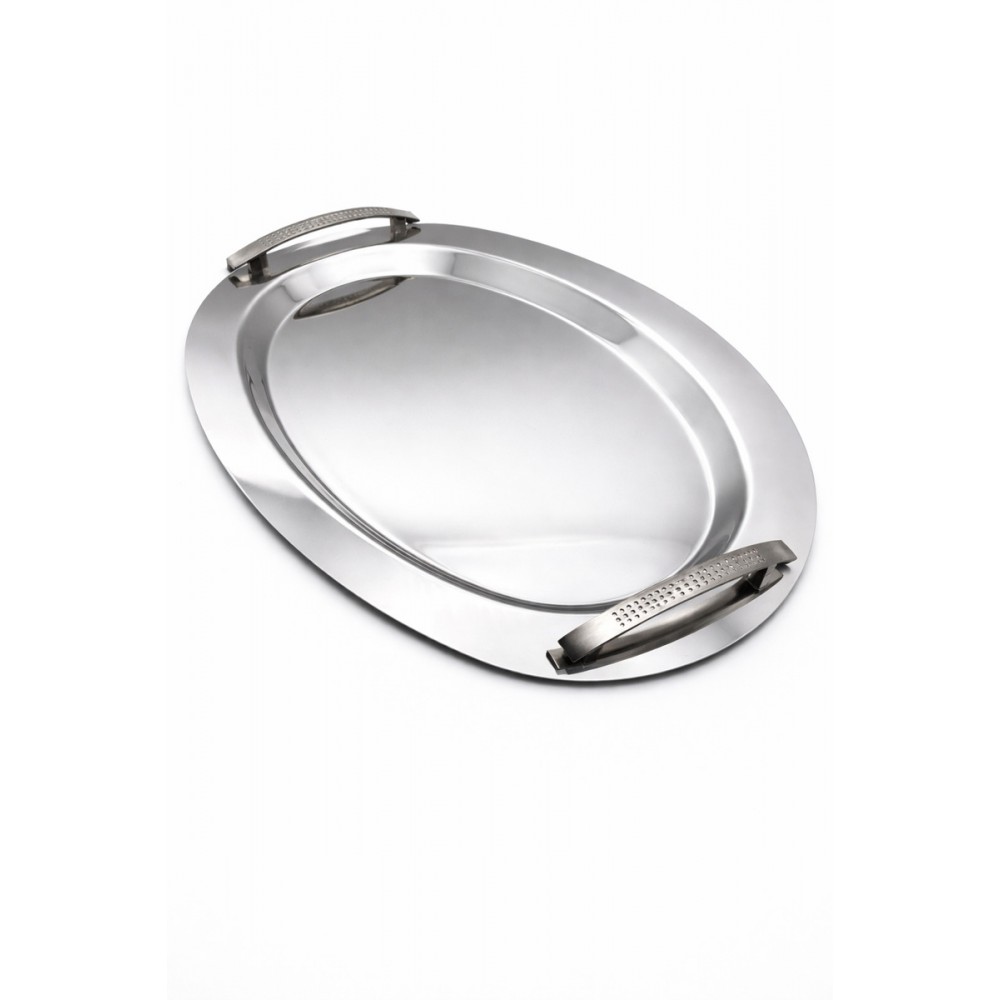ΔΙΣΚΟΣ ΟΒΑΛ Γ INOX ΜΕ ΛΑΒΗ ΑΣΗΜΙ 104 46X32.5CM 
