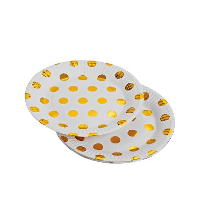 ΠΙΑΤΑ ΧΑΡΤΙΝΑ ΛΕΥΚΑ ΜΕ ΧΡΥΣΟ ΠΟΥΑ ΣΕΤ 10 ΤΕΜΑΧΙΩΝ Φ18cm