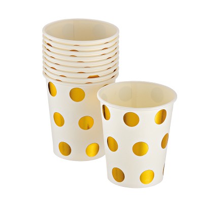 ΠΟΤΗΡΙΑ ΧΑΡΤΙΝΑ ΛΕΥΚΑ ΜΕ ΧΡΥΣΟ ΠΟΥΑ ΣΕΤ 10 ΤΕΜΑΧΙΩΝ Φ7x8cm