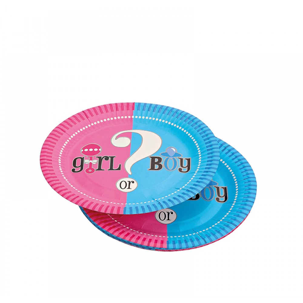ΠΙΑΤΑ ΧΑΡΤΙΝΑ GENDER REVEAL ''GIRL OR BOY?'' ΣΕΤ 10 ΤΕΜΑΧΙΩΝ Φ18cm 