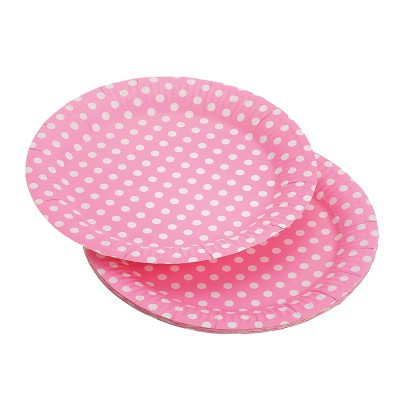 ΠΙΑΤΑ ΧΑΡΤΙΝΑ ΡΟΖ ΜΕ ΛΕΥΚΟ ΠΟΥΑ ΣΕΤ 10 ΤΕΜΑΧΙΩΝ Φ23cm