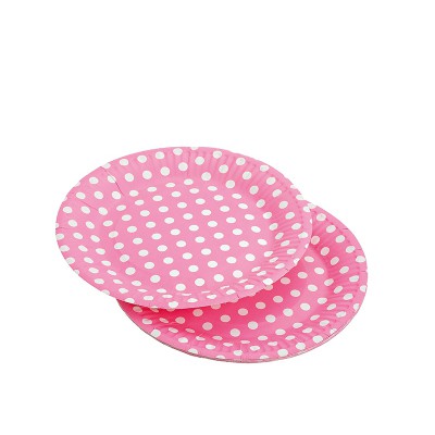 ΠΙΑΤΑ ΧΑΡΤΙΝΑ ΡΟΖ ΜΕ ΛΕΥΚΟ ΠΟΥΑ ΣΕΤ 10 ΤΕΜΑΧΙΩΝ Φ18cm