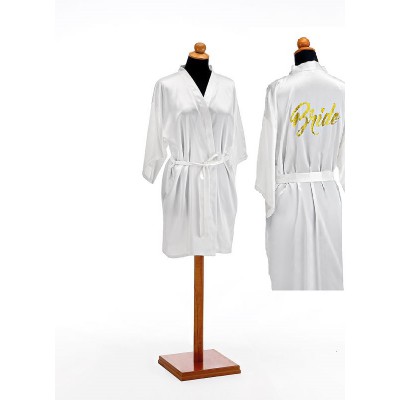 ΝΥΦΙΚΗ ΡΟΜΠΑ ΣΑΤΕΝ ΜΕ ΖΩΝΗ & ΛΟΓΟΤΥΠΟ ''BRIDE'' ΣΤΗΝ ΠΛΑΤΗ