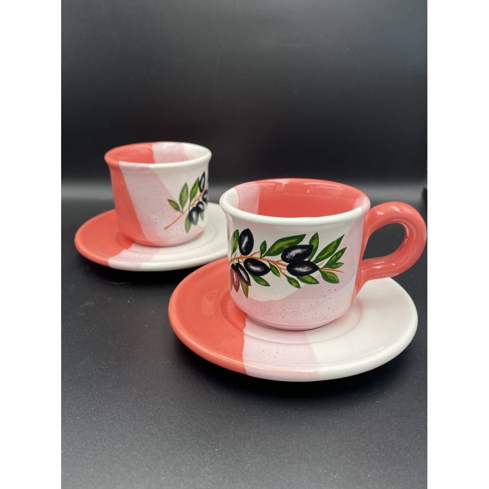 ΜΠΟΜΠΟΝΙΕΡΑ ΣΕΤ ΚΑΦΕ (ΦΛΥΤΖΑΝΙ-ΠΙΑΤΑΚΙ) ΛΕΥΚΟ-ΡΟΔΙ ΜΕ ΣΧΕΔΙΟ ΕΛΙΑ Φ12 