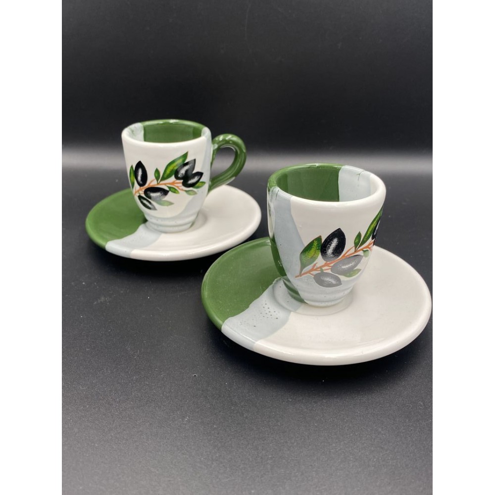 ΜΠΟΜΠΟΝΙΕΡΑ ΣΕΤ ΕΣΠΡΕΣΟ (ΦΛΥΤΖΑΝΙ-ΠΙΑΤΑΚΙ) ΛΕΥΚΟ-ΠΡΑΣΙΝΟ ΜΕ ΣΧΕΔΙΟ ΕΛΙΑ Φ10 