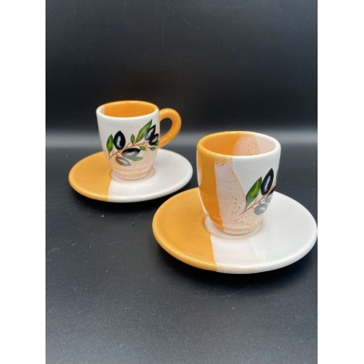 ΜΠΟΜΠΟΝΙΕΡΑ ΣΕΤ ΕΣΠΡΕΣΟ (ΦΛΥΤΖΑΝΙ-ΠΙΑΤΑΚΙ) ΛΕΥΚΟ-ΠΟΡΤΟΚΑΛΙ ΜΕ ΣΧΕΔΙΟ ΕΛΙΑ Φ10