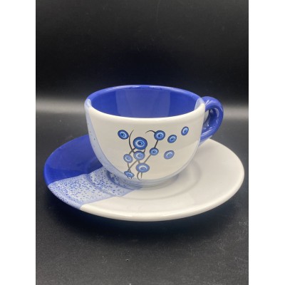 ΜΠΟΜΠΟΝΙΕΡΑ ΣΕΤ ΚΟΥΠΑ ΚΑΠΟΥΤΣΙΝΟ ΧΑΜΗΛΟ ΛΕΥΚΟ-ΜΠΛΕ ΜΕ ΣΧΕΔΙΟ ΜΑΤΙ-ΔΕΝΤΡΟ Φ14,5