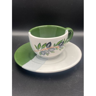 ΜΠΟΜΠΟΝΙΕΡΑ ΣΕΤ ΚΟΥΠΑ ΚΑΠΟΥΤΣΙΝΟ ΧΑΜΗΛΟ ΛΕΥΚΟ-ΠΕΤΡΟΛ ΜΕ ΣΧΕΔΙΟ ΕΛΙΑ Φ14,5