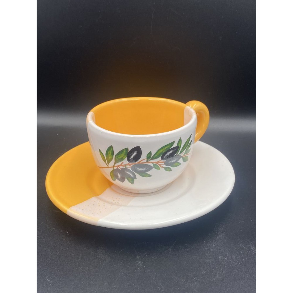 ΜΠΟΜΠΟΝΙΕΡΑ ΣΕΤ ΚΟΥΠΑ ΚΑΠΟΥΤΣΙΝΟ ΧΑΜΗΛΟ ΛΕΥΚΟ-ΠΟΡΤΟΚΑΛΙ ΜΕ ΣΧΕΔΙΟ ΕΛΙΑ Φ14,5 