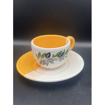 ΜΠΟΜΠΟΝΙΕΡΑ ΣΕΤ ΚΟΥΠΑ ΚΑΠΟΥΤΣΙΝΟ ΧΑΜΗΛΟ ΛΕΥΚΟ-ΠΟΡΤΟΚΑΛΙ ΜΕ ΣΧΕΔΙΟ ΕΛΙΑ Φ14,5