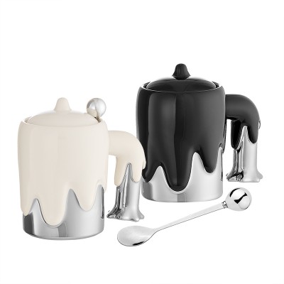 ΚΕΡΑΜΙΚΗ ΚΟΥΠΑ ΓΥΑΛΙΣΤΕΡΗ ΜΕ ΚΟΥΤΑΛΙ ΚΑΙ ΚΑΠΑΚΙ ΣΧΕΔΙΟ ΛΙΩΜΕΝΗΣ ΣΟΚΟΛΑΤΑΣ 2 ΧΡΩΜΑΤΩΝ Φ8x14cm