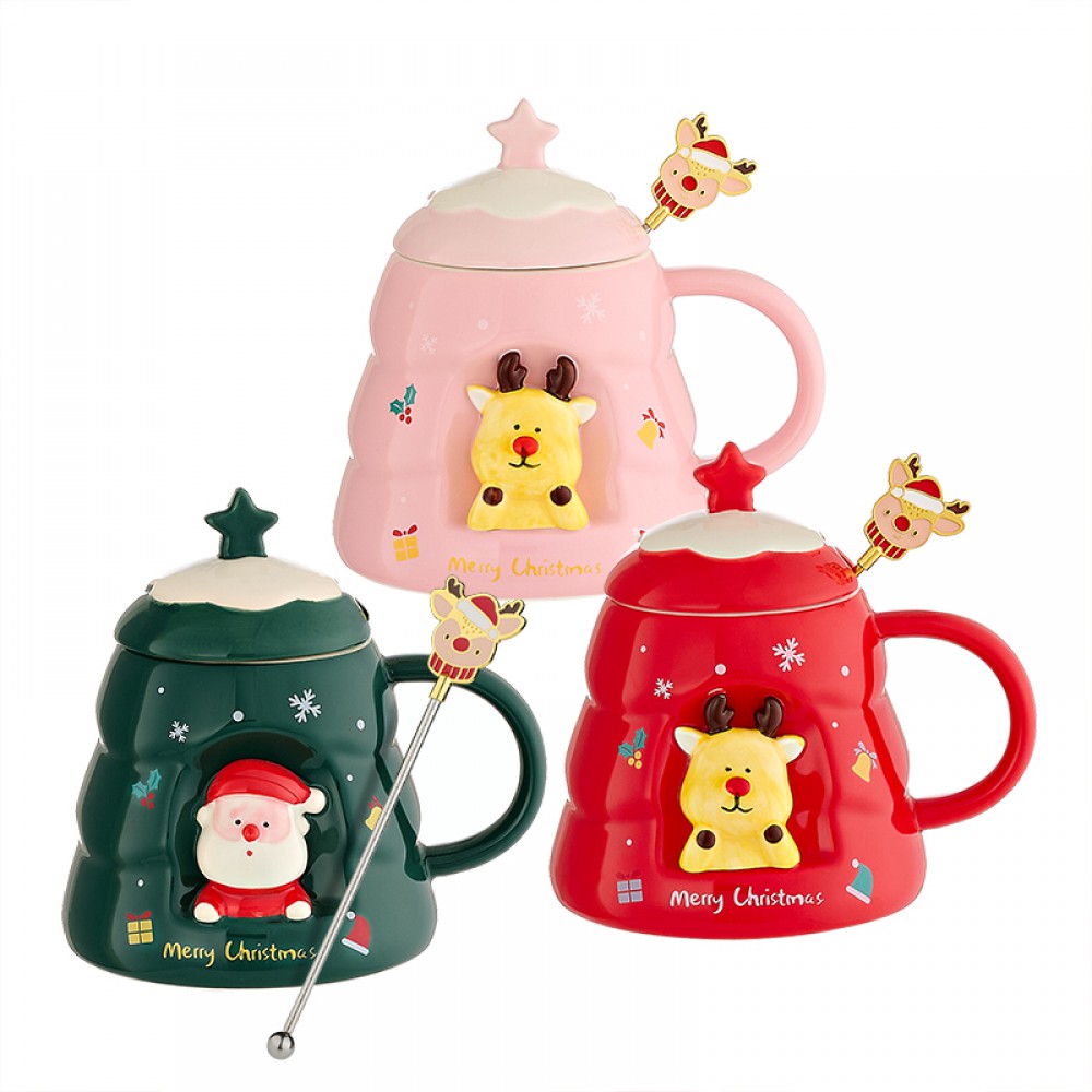 ΚΕΡΑΜΙΚΗ ΚΟΥΠΑ ΧΡΙΣΤΟΥΓΕΝΝΙΑΤΙΚΟ ΔΕΝΤΡΟ ΜΕ ΚΑΠΑΚΙ ΚΑΙ ΑΝΑΔΕΥΤΗΡΙ 3 ΣΧΕΔΙΩΝ Φ10.5x14cm 