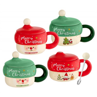 ΚΕΡΑΜΙΚΗ ΧΡΙΣΤΟΥΓΕΝΝΙΑΤΙΚΗ ΚΟΥΠΑ 4 ΣΧΕΔΙΩΝ ΜΕ ΚΑΠΑΚΙ ΚΑΙ ΚΟΥΤΑΛΑΚΙ Φ10.5x12cm