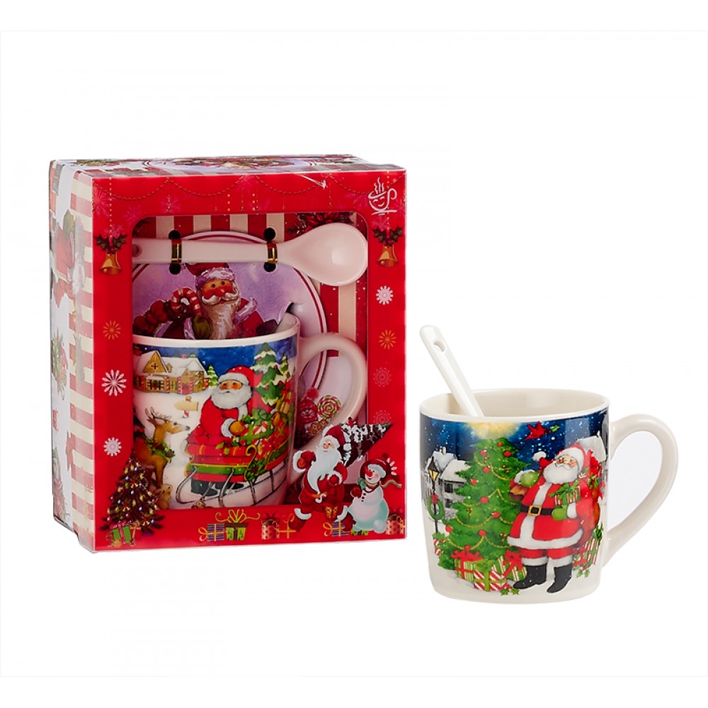 ΚΕΡΑΜΙΚΗ ΧΡΙΣΤΟΥΓΕΝΝΙΑΤΙΚΗ ΚΟΥΠΑ & ΚΟΥΤΑΛΑΚΙ ΣΕ ΣΥΣΚΕΥΑΣΙΑ ΔΩΡΟΥ 2 ΣΧΕΔΙΩΝ Φ7x7.5cm 