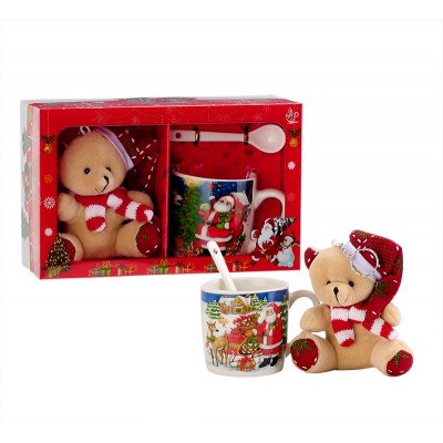 ΚΕΡΑΜΙΚΗ ΧΡΙΣΤΟΥΓΕΝΝΙΑΤΙΚΗ ΚΟΥΠΑ 2 ΣΧΕΔΙΩΝ ΜΕ ΑΡΚΟΥΔΑΚΙ-ΜΠΡΕΛΟΚ & ΚΟΥΤΑΛΙ ΣΕ ΣΥΣΚΕΥΑΣΙΑ ΔΩΡΟΥ Φ7x7.5