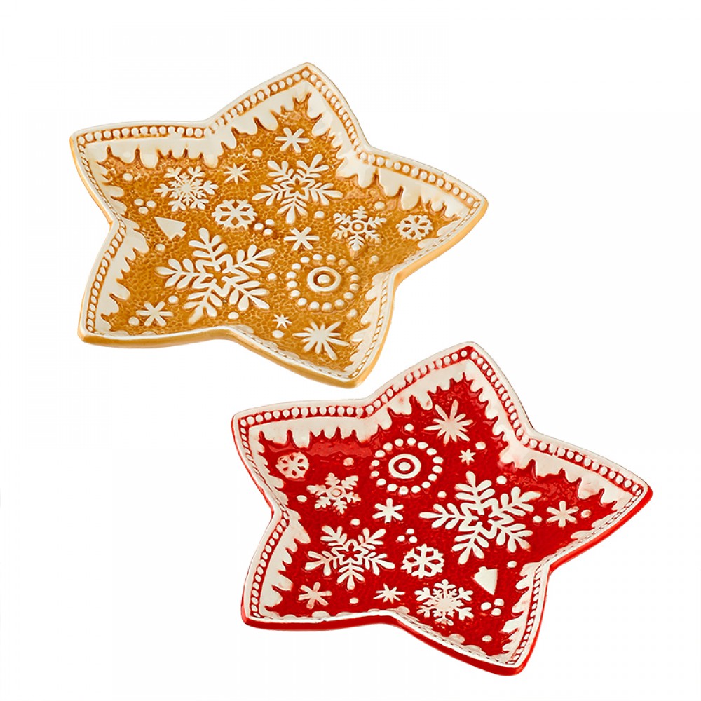 ΚΕΡΑΜΙΚΗ ΧΡΙΣΤΟΥΓΕΝΝΙΑΤΙΚΗ ΠΙΑΤΕΛΑ ΑΣΤΕΡΙ ΣΕ 2 ΧΡΩΜΑΤΑ 23x23cm 