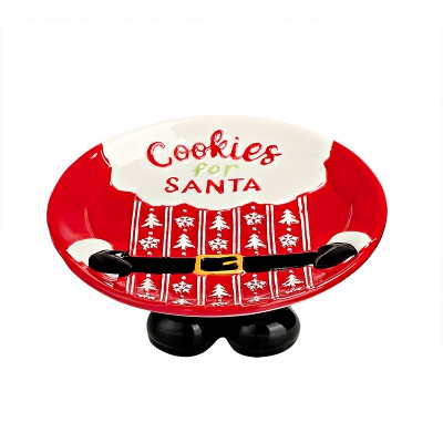 ΚΕΡΑΜΙΚΗ ΧΡΙΣΤΟΥΓΕΝΝΙΑΤΙΚΗ ΠΙΑΤΕΛΑ ΜΕ ΠΟΔΙΑ ΑΪ ΒΑΣΙΛΗ ''COOKIES FOR SANTA'' Φ25x10cm