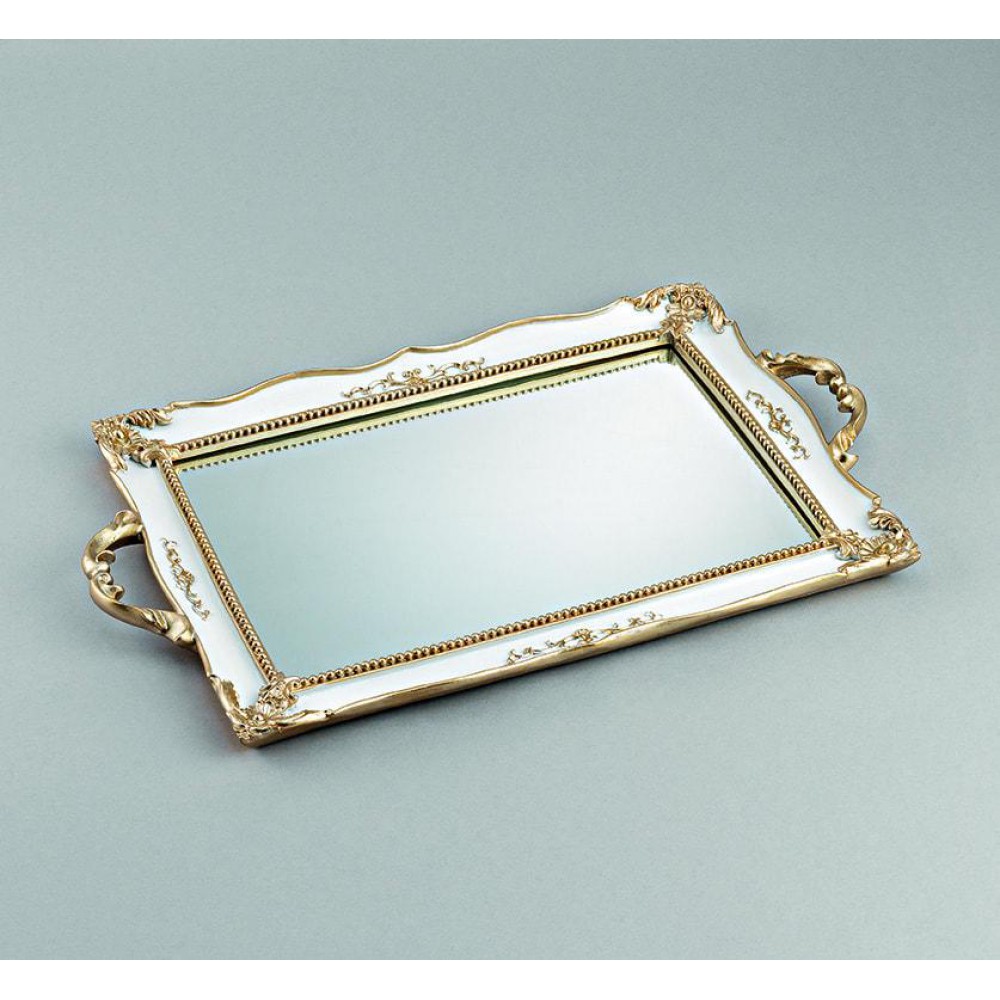 ΔΙΣΚΟΣ ΛΕΥΚΟΣ ΠΟΡΣΕΛΑΝΙΝΟΣ ΜΕ ΚΑΘΡΕΦΤΗ ΚΑΙ ΧΡΥΣΕΣ ΛΕΠΤΟΜΕΡΕΙΕΣ 43Χ26Υ 