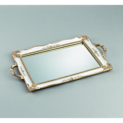 ΔΙΣΚΟΣ ΛΕΥΚΟΣ ΠΟΡΣΕΛΑΝΙΝΟΣ ΜΕ ΚΑΘΡΕΦΤΗ ΚΑΙ ΧΡΥΣΕΣ ΛΕΠΤΟΜΕΡΕΙΕΣ 43Χ26Υ