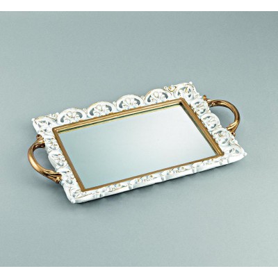 ΔΙΣΚΟΣ ΛΕΥΚΟΣ ΠΟΡΣΕΛΑΝΙΝΟΣ ΜΕ ΚΑΘΡΕΦΤΗ ΚΑΙ ΧΡΥΣΕΣ ΛΕΠΤΟΜΕΡΕΙΕΣ 41Χ26Υ