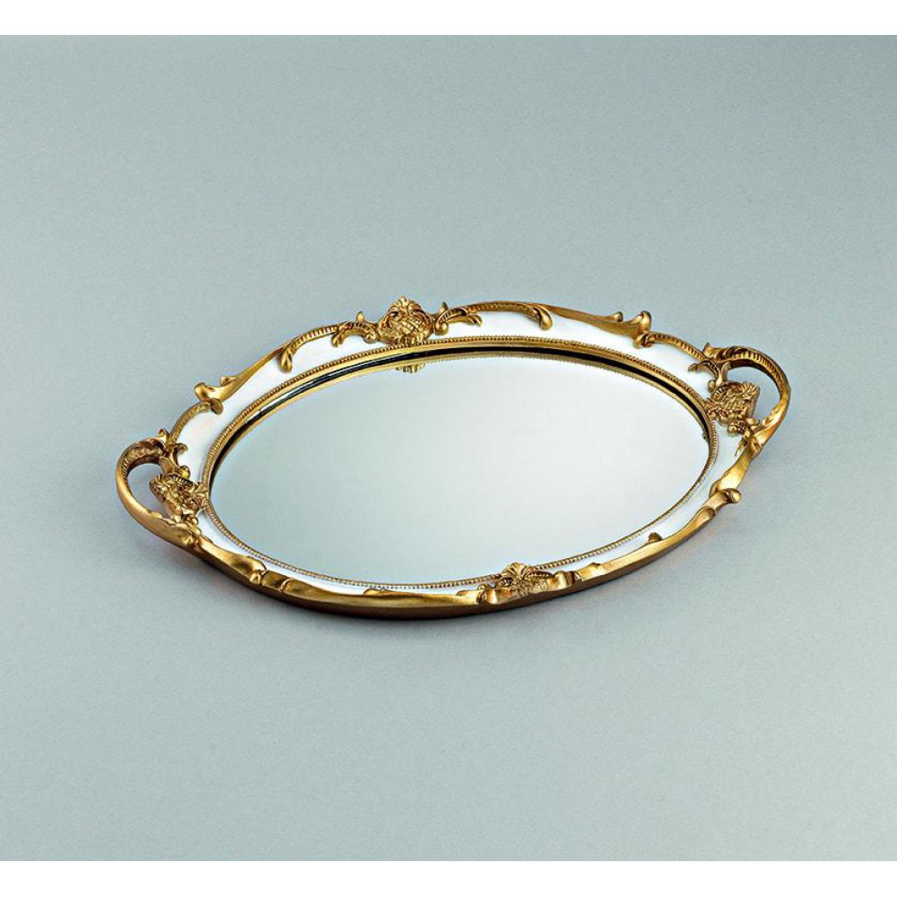 ΔΙΣΚΟΣ ΛΕΥΚΟΣ ΠΟΡΣΕΛΑΝΙΝΟΣ ΜΕ ΚΑΘΡΕΦΤΗ ΚΑΙ ΧΡΥΣΕΣ ΛΕΠΤΟΜΕΡΕΙΕΣ 40Χ28Υ 