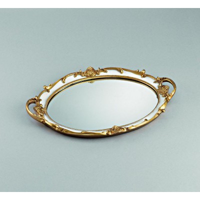 ΔΙΣΚΟΣ ΛΕΥΚΟΣ ΠΟΡΣΕΛΑΝΙΝΟΣ ΜΕ ΚΑΘΡΕΦΤΗ ΚΑΙ ΧΡΥΣΕΣ ΛΕΠΤΟΜΕΡΕΙΕΣ 40Χ28Υ