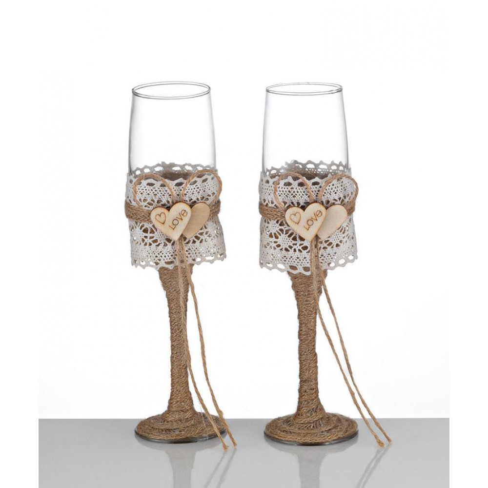 ΓΥΑΛΙΝΟ ΠΟΤΗΡΙ LOVE ΣΕΤ 2 ΤΕΜΑΧΙΩΝ ΜΕ ΚΟΥΤΙ 22Υ 