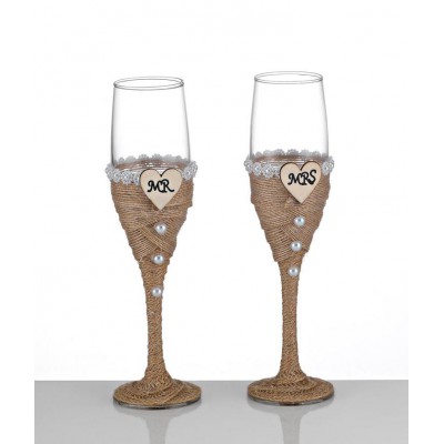 ΓΥΑΛΙΝΟ ΠΟΤΗΡΙ MR & MRS ΣΕΤ 2 ΤΕΜΑΧΙΩΝ ΜΕ ΚΟΥΤΙ 22Υ