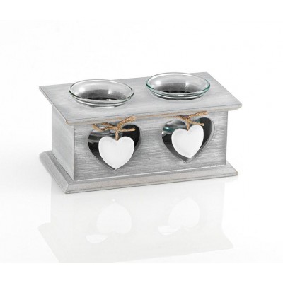 ΞΥΛΙΝΟ ΚΗΡΟΠΗΓΙΟ ΔΙΚΕΡΟ ΜΕ ΚΑΡΔΙΕΣ 18Χ10Χ8Υ