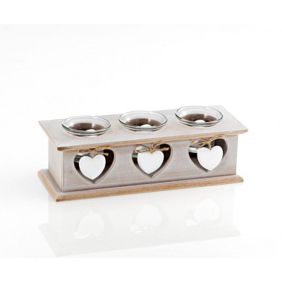 ΞΥΛΙΝΟ ΚΗΡΟΠΗΓΙΟ ΤΡΙΚΕΡΟ ΜΕ ΚΑΡΔΙΕΣ 26Χ10Χ8Υ