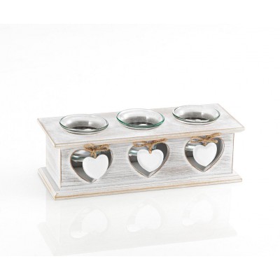 ΞΥΛΙΝΟ ΚΗΡΟΠΗΓΙΟ ΤΡΙΚΕΡΟ ΜΕ ΚΑΡΔΙΕΣ 26Χ10Χ8Υ