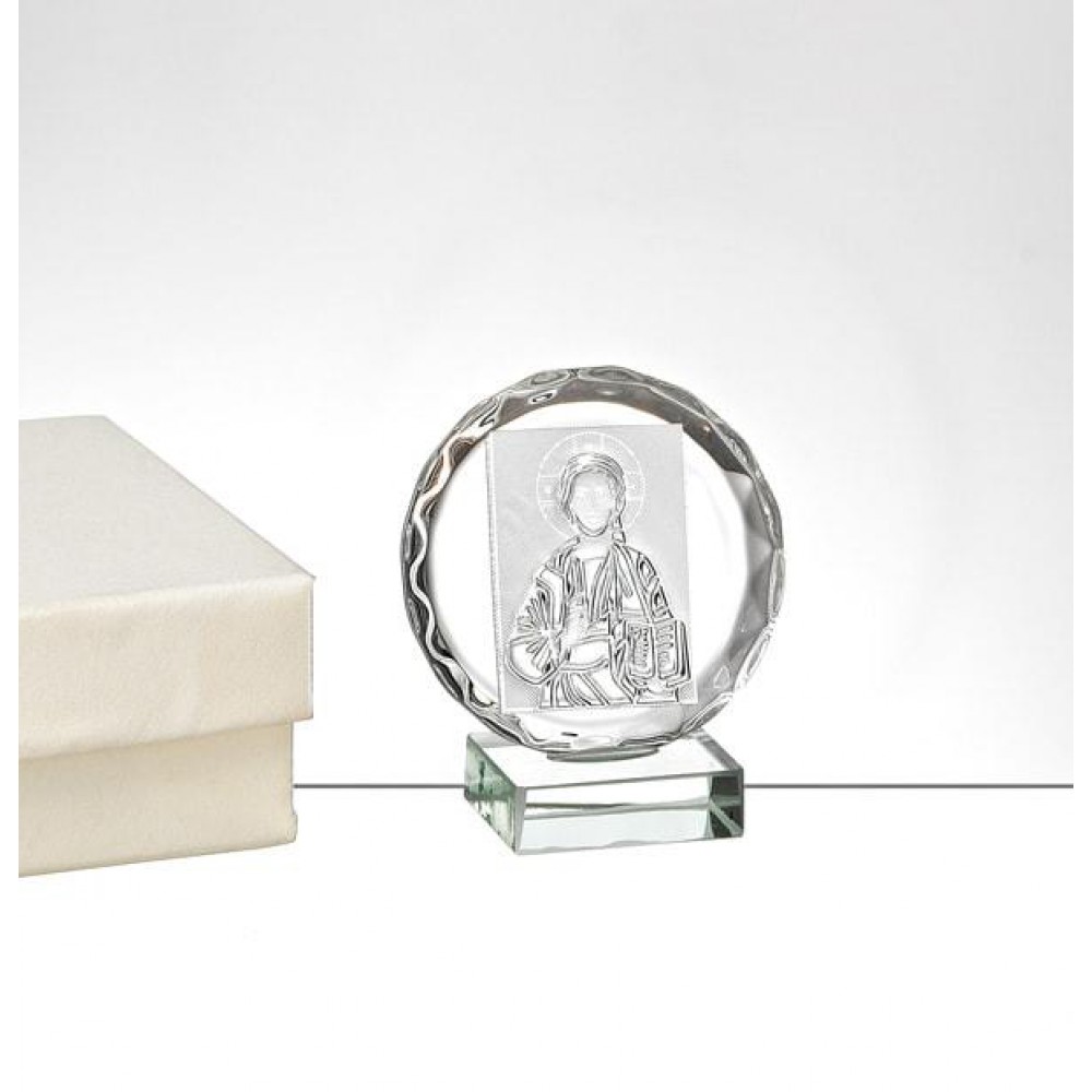 LUXURY ΚΡΥΣΤΑΛΛΙΝΗ ΜΠΟΜΠΟΝΙΕΡΑ ΕΙΚΟΝΑ ΧΡΙΣΤΟΣ 4,2Χ4,8 cm 