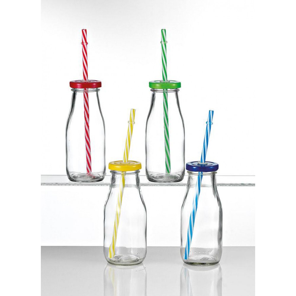 ΜΠΟΜΠΟΝΙΕΡΑ ΓΥΑΛΙΝΟ ΜΠΟΥΚΑΛΑΚΙ 250ML ΜΕ ΚΑΛΑΜΑΚΙ & ΜΕΤΑΛΛΙΚΟ ΚΑΠΑΚΙ 4 ΧΡΩΜΑΤΩΝ 6Χ15Υ 