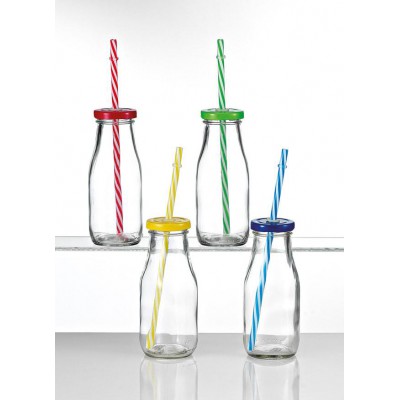 ΜΠΟΜΠΟΝΙΕΡΑ ΓΥΑΛΙΝΟ ΜΠΟΥΚΑΛΑΚΙ 250ML ΜΕ ΚΑΛΑΜΑΚΙ & ΜΕΤΑΛΛΙΚΟ ΚΑΠΑΚΙ 4 ΧΡΩΜΑΤΩΝ 6Χ15Υ