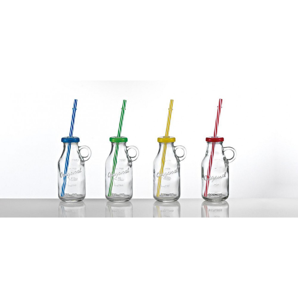 ΜΠΟΜΠΟΝΙΕΡΑ ΓΥΑΛΙΝΟ ΜΠΟΥΚΑΛΑΚΙ 250ML ΜΕ ΧΕΡΟΥΛΙ & ΚΑΛΑΜΑΚΙ 4 ΧΡΩΜΑΤΩΝ Φ7Χ15 