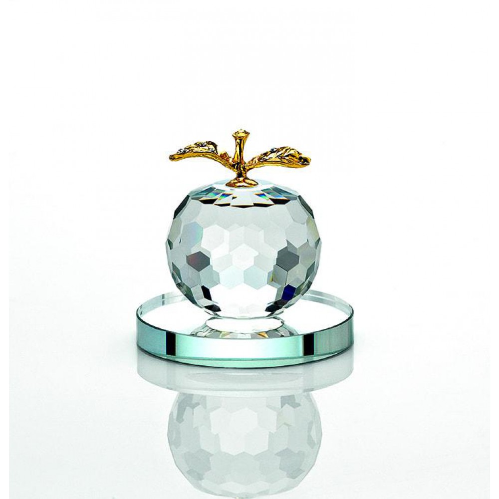 ΚΡΥΣΤΑΛΛΙΝΗ ΜΠΟΜΠΟΝΙΕΡΑ ΜΗΛΟ ΜΕ ΧΡΥΣΑ ΦΥΛΛΑ Φ5,5Χ5,5Υ 