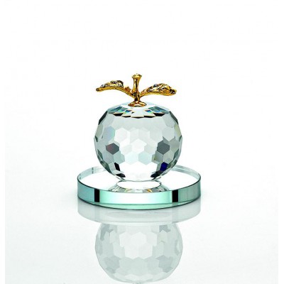 ΚΡΥΣΤΑΛΛΙΝΗ ΜΠΟΜΠΟΝΙΕΡΑ ΜΗΛΟ ΜΕ ΧΡΥΣΑ ΦΥΛΛΑ ΚΑΙ ΣΤΡΑΣΑΚΙΑ Φ5,5Χ5,5Υ